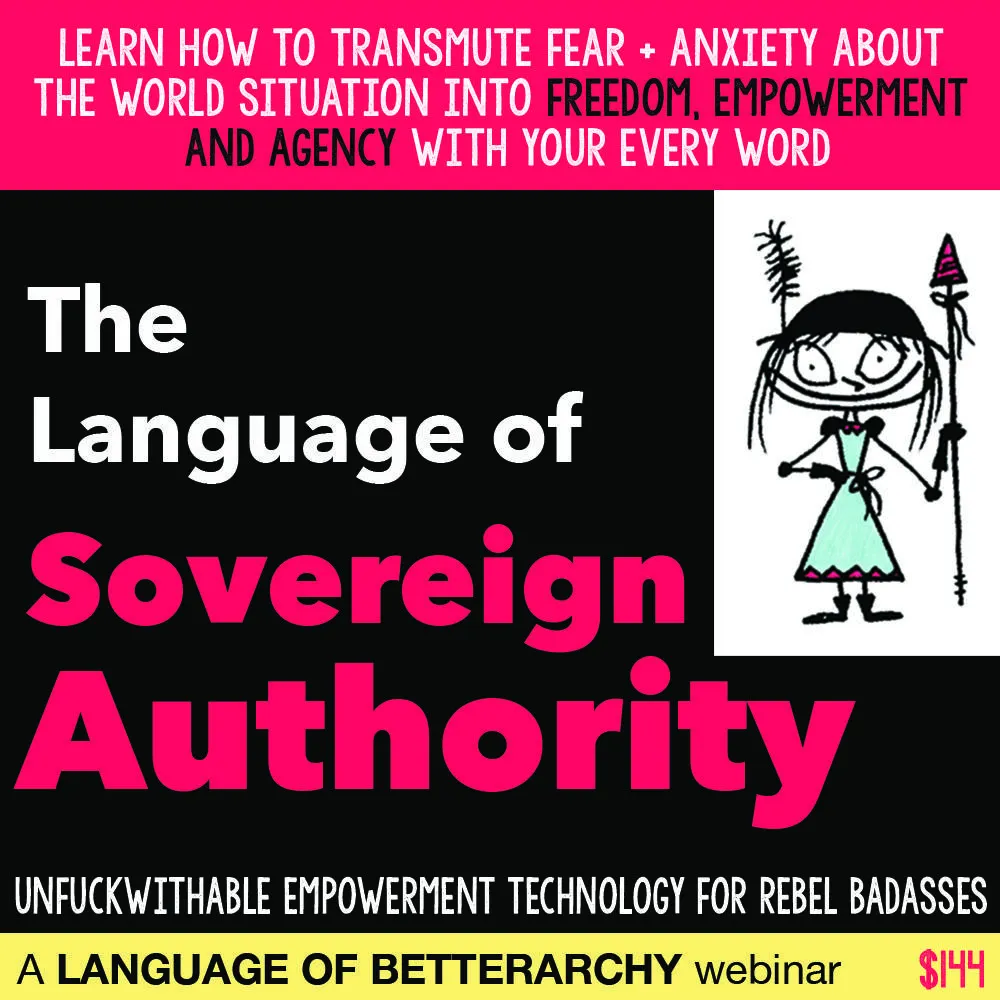 An educational poster titled "The Language of Sovereign Authority" featuring pink and white text