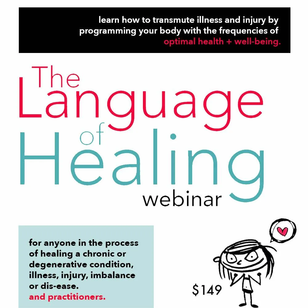 An informational flyer for "The Language of Healing" webinar